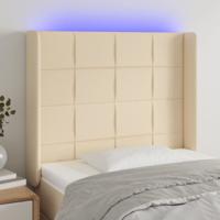 Hoofdbord LED 93x16x118/128 cm stof crèmekleurig