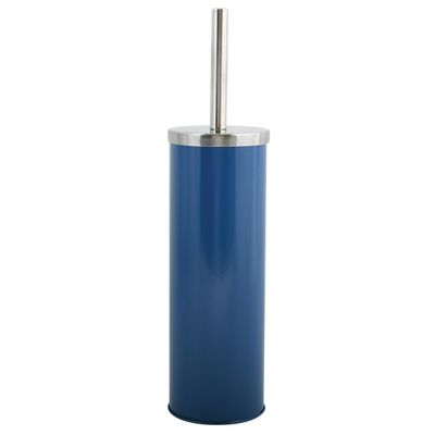 Toiletborstel in houder/wc-borstel - metaal - marine blauw - 38 x 9 cm