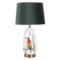 HAES DECO - Tafellamp - Modern Chic - Vogel bedrukte Lamp, Ø 28*50 cm - Goudkleurig - Bureaulamp, Sfeerlamp, Nachtlamp - thumbnail