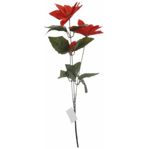 Kunstbloem - Kerstster - rood - 66 cm - polyester - kunsttakken