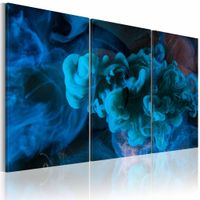 Schilderij - Explosie van blauw, 3luik