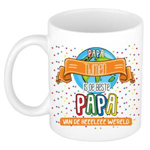 Naam mok papa Tijmen - wit - de beste - keramiek - 300 ml - Vaderdag/verjaardag