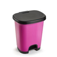 Plasticforte vuilvisbak Pedaalemmer - roze/zwart - 27 liter - 38 x 32 x 45 cm - kunststof - afval