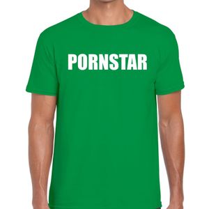 Pornstar tekst t-shirt groen heren