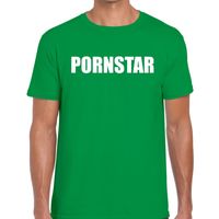 Pornstar tekst t-shirt groen heren - thumbnail