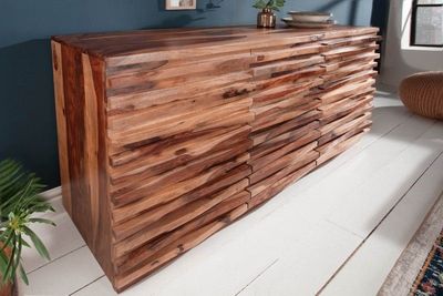 Massief dressoir RELIEF 160 cm sheeshamhout met uitgewerkt front - 38410