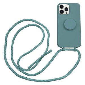 Høyde - iPhone 13 Pro - Telefoonhoes met koord + Socket houder - Donkergroen