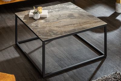 Design salontafel SYMBIOSE 75cm marmer taupe keramiek gemaakt in Italie - 6540670