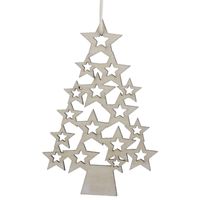 Othmar Decorations Kersthangers kerstbomen - 5x st - 8 x 12 cm - hout   -