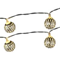 Lichtsnoer - 2x - zilveren ballen - 8 led bollen - warm wit - 130 cm - batterij - verlichting