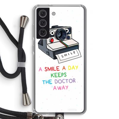Smile: Samsung Galaxy S21 FE Transparant Hoesje met koord