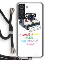 Smile: Samsung Galaxy S21 FE Transparant Hoesje met koord