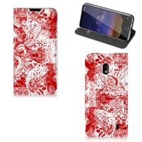 Mobiel BookCase Nokia 2.2 Angel Skull Rood Mobiel BookCase Nokia 2.2 Angel Skull Rood