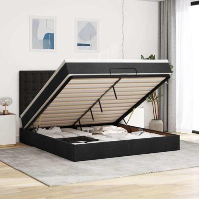 Ottoman bed met matras 180x200cm stof zwart