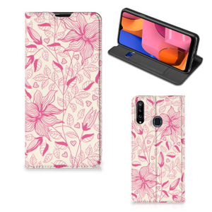 Samsung Galaxy A20s Smart Cover Pink Flowers