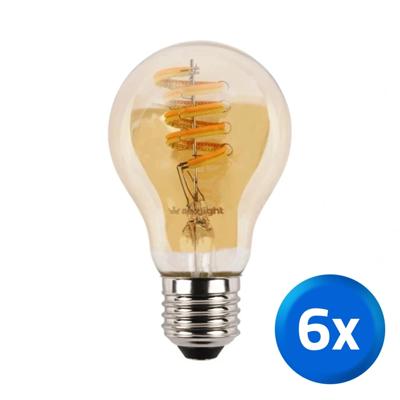 Tuya slimme led filament lamp goud - E27 fitting kogelvormig - Dual White - voordeelset van 6