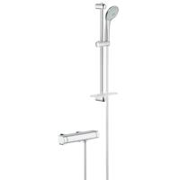GROHE Grohtherm 2000 Doucheset - thermostatische douchekraan - met glijstangset - 60cm - ronde handdouche - 3 straalsoorten - gladde doucheslang - met zeepschaal - chroom 34195001