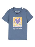 Palm Angels Kids x Keith Haring t-shirt à imprimé cœur - Bleu - thumbnail