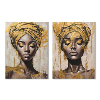 Canvas Home ESPRIT Bruin Gouden Koloniaal Afrikaanse 90 x 3 x 120 cm (2 Stuks)