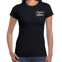 Super collega cadeau t-shirt zwart op borst voor dames - thumbnail