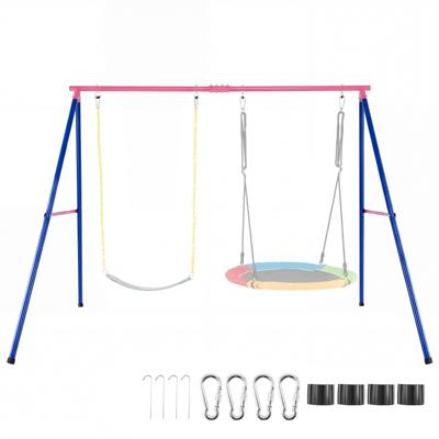 Schommelframe van Metaal tot 250 kg Belastbaar met Grondanker Antislip Voetkap voor Dubbele Schommel Nestschommel (Alleen Frame)