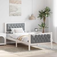 Bedframe met hoofdeinde Lichtgrijs 90 x 190 cm Stof Bedframe met hoofdeinde Lichtgrijs 90 x 190 cm Stof