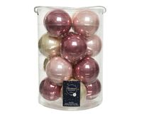 Kerstbal glas d8 cm roze 16st kerst - Decoris - thumbnail