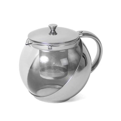 Gerimport Theepot - glas en rvs - met thee filter/infuser - 1 liter - Theekan