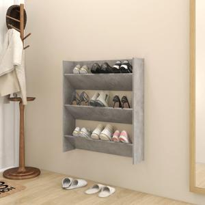 Wandschoenenkast 80x18x90 cm spaanplaat betongrijs