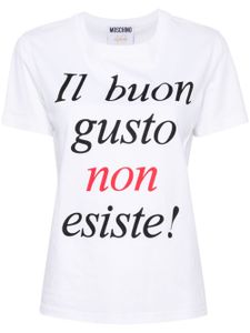 Moschino t-shirt en coton biologique à slogan imprimé - Blanc