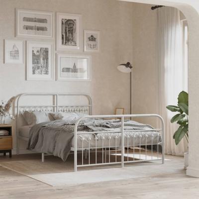 Bedframe met hoofd- en voeteneinde metaal wit 140x190 cm