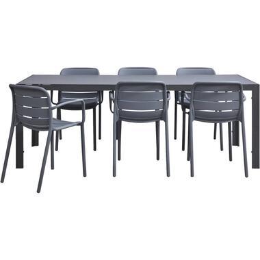 Tuinset Savoie Nice - antraciet - 7-delig - 215 cm - Leen Bakker