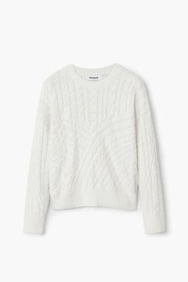 Trui met visgraatdetails - WHITE - L Trui met visgraatdetails - WHITE - L