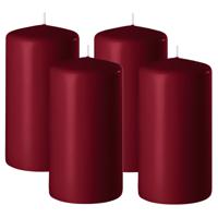 Enlightening Candles Cilinder/stompkaars - 4x - bordeaux rood - D6 x H10 cm - 36 branduur