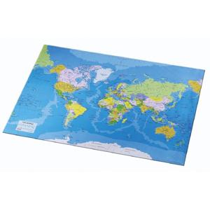 Bureau onderlegger/placemat van pvc - 41 x 52 cm - Bureau beschermer - Design wereldkaart