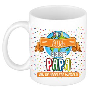 Naam mok papa Elijah - wit - de beste - keramiek - 300 ml - Vaderdag/verjaardag