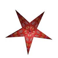 Decoratie kerstster - rood - 60 cm - papier - 5 punten - hangend - Kerststerren