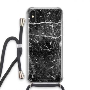 Zwart marmer: iPhone X Transparant Hoesje met koord