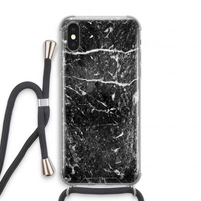 Zwart marmer: iPhone X Transparant Hoesje met koord