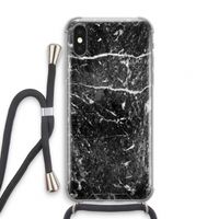 Zwart marmer: iPhone X Transparant Hoesje met koord Zwart marmer: iPhone X Transparant Hoesje met koord