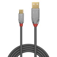 Lindy 36653 3m USB A Micro-USB B Mannelijk Mannelijk Grijs USB-kabel - thumbnail