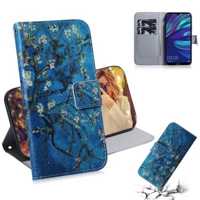 Abrikoos bloem patroon gekleurde tekening horizontale Flip lederen case voor Huawei Y7 Prime (2019)/Y7 Pro (2019)/genieten van 9 met houder & card sl