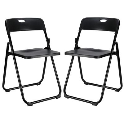 Klapstoel voor buiten/binnen - 2x - zwart - 47 x 73 cm - stevig kunststof - Bijzet stoelen - Vouwsto