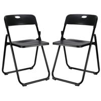 Klapstoel voor buiten/binnen - 2x - zwart - 47 x 73 cm - stevig kunststof - Bijzet stoelen - Vouwsto Klapstoel voor buiten/binnen - 2x - zwart - 47 x 73 cm - stevig kunststof - Bijzet stoelen - Vouwsto