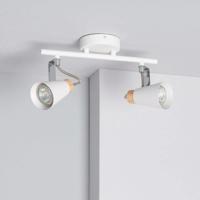 Spot hout wit &apos;Anna&apos; GU10 fitting 2 spots