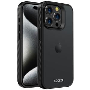 AccezzRugged Frosted Backcover iPhone 15 Pro Telefoonhoesje Zwart