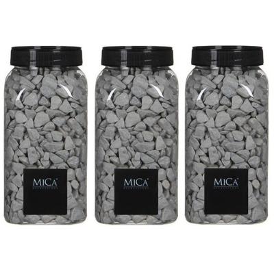 Mica Decorations decoratie steentjes - 3x - grijs - 1 kilo - 650ml - hobby steentjes