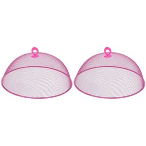 2x Vliegenkappen roze voor voedsel 35 cm