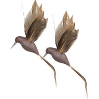 Kolibrie vogels op clip - 2x st - champagne - 22 x 4,5 cm - kunststof- kerstboomversiering Kolibrie vogels op clip - 2x st - champagne - 22 x 4,5 cm - kunststof- kerstboomversiering