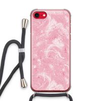 Abstract Painting Pink: iPhone SE 2020 Transparant Hoesje met koord